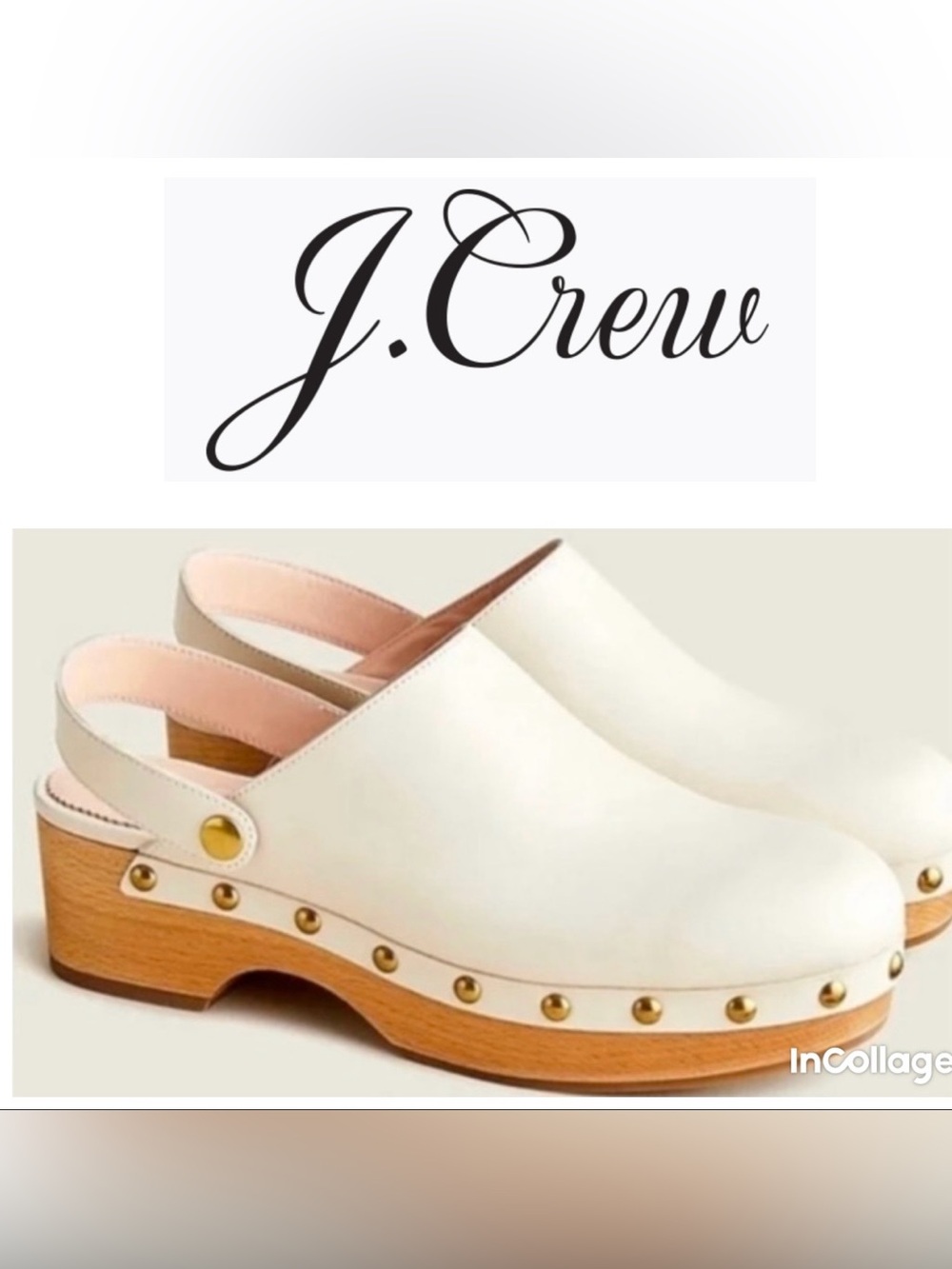 J. Crew Cream Convertible Leather Studded Slingback Clogs